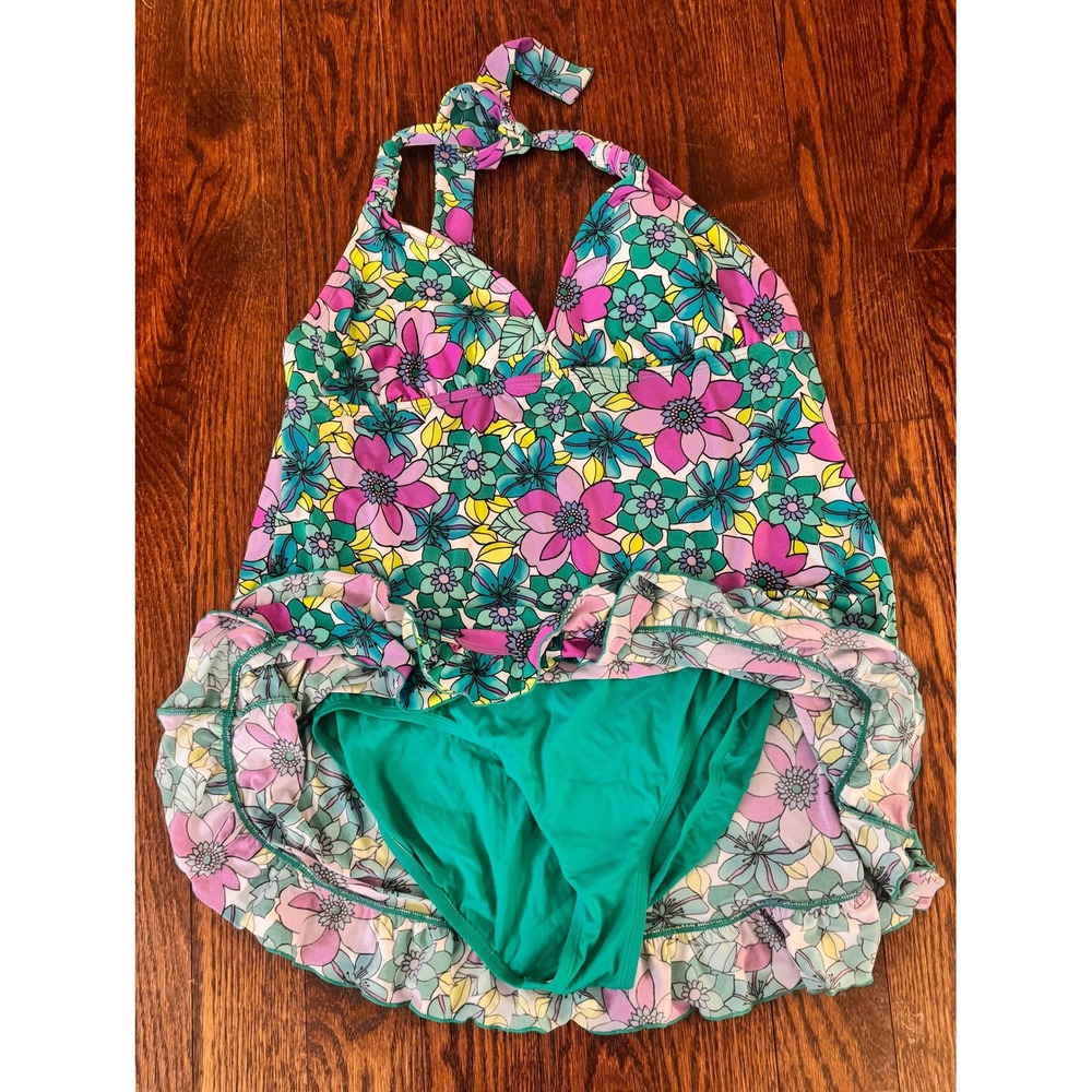 Women's Floral One Piece Swimsuit Size XL (16-18) - Picture 2 of 4
